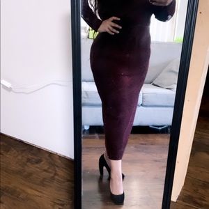Long sleeve maroon with black dress size 1X